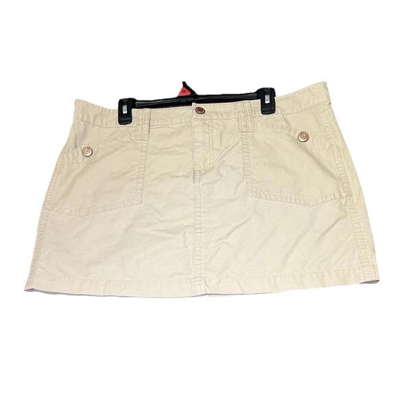 Old Navy Mini Skirt Womens Size 14 Khaki Tan Pockets Y2K Casual School - Picture 1 of 13